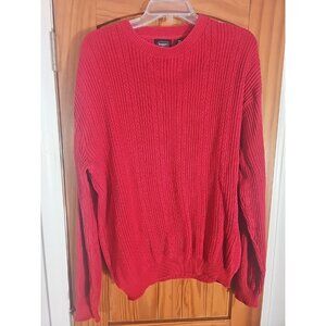 Haggar Men’s Pullover Cable Knit Sweater Red Crimson XXL (HL177)